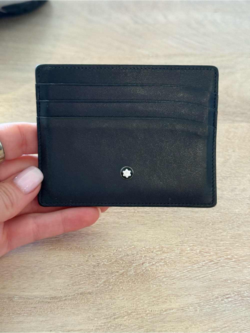 Montblanc Black Leather Slim Card Case with White Star Emblem